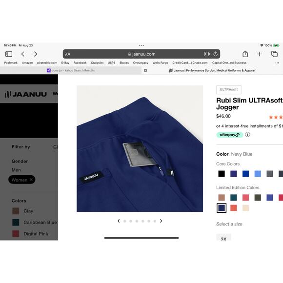 NWT Jaanuu Navy Women’s Cargo Scrub Pants RARE XXS Tall - Picture 3 of 10